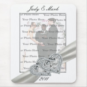 Hearts White Wedding Mouse Pad