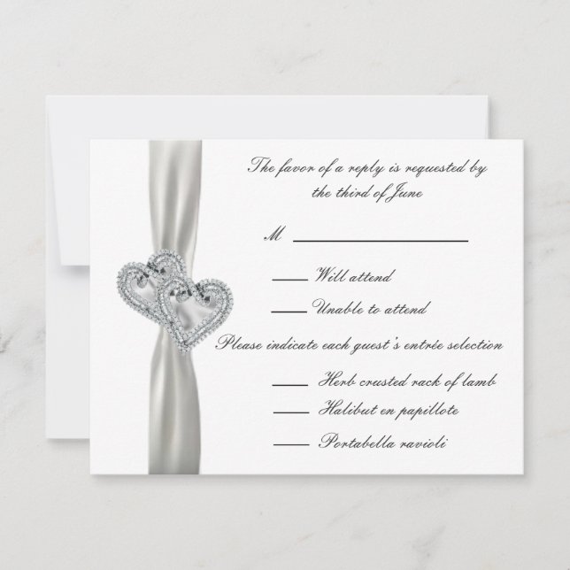 Hearts White Wedding Response Cards (Front)