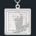Hearts White Wedding Square Silver Necklace<br><div class="desc">Personalise this pretty necklace to have as wedding favours at your wedding reception or to have one yourself as a remembrance of your special day. This necklace is also the perfect gift for the bride ant her bridal shower. Personalise by changing the text in the fields provided and adding your...</div>