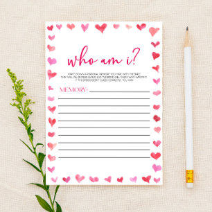 Hearts Who Am I? Bridal Shower Game  Stationery