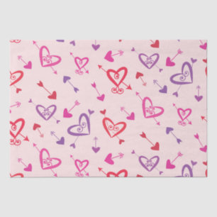 Hearts with Arrows pattern red pink purple Tissue Paper
