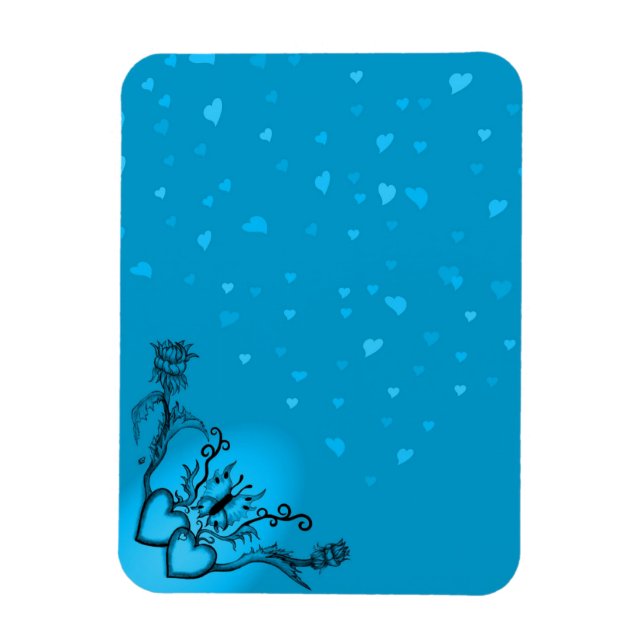 Hearts with Flowers and Butterfly in Tattoo Style Magnet (Vertical)