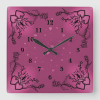 Hearts with Flowers and Butterfly in Tattoo Style