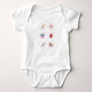 Hearts with flowers baby bodysuit