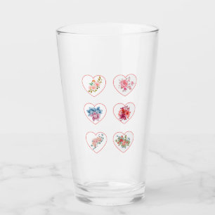 Hearts with flowers glass