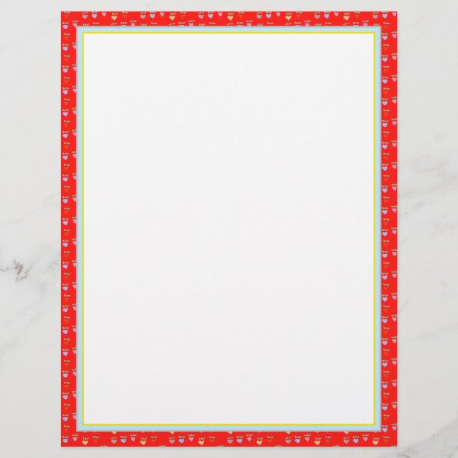 Hearts With Red Custom Letterhead (Front)