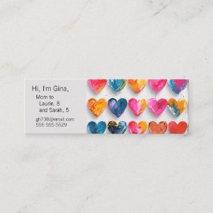 Hearts with sketch marks and drips mini business card