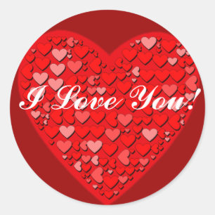Hearts Within a Heart with Custom Text Classic Round Sticker