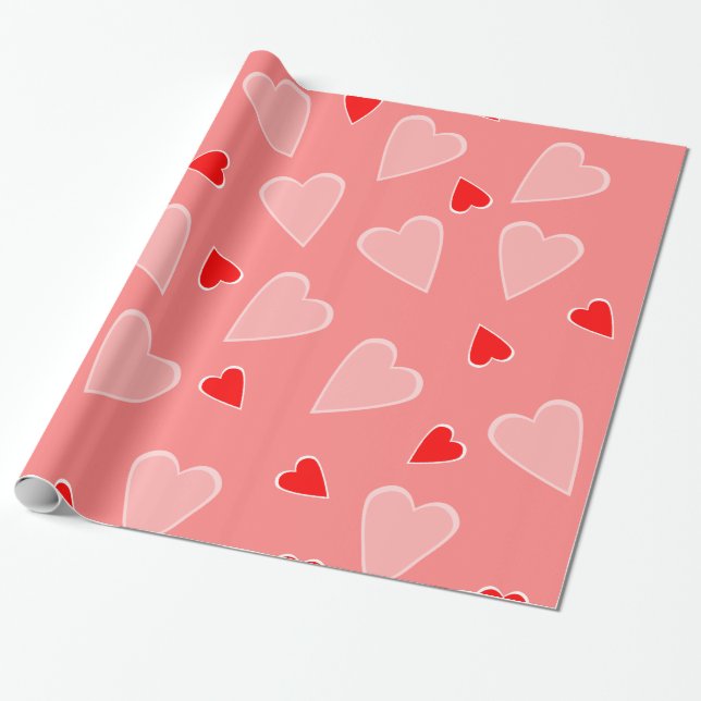 Hearts Wrapping Paper (Unrolled)