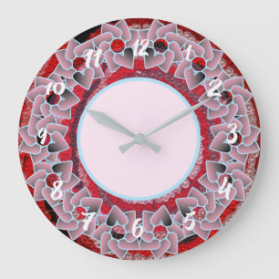 Hearts Wreath Round Clock