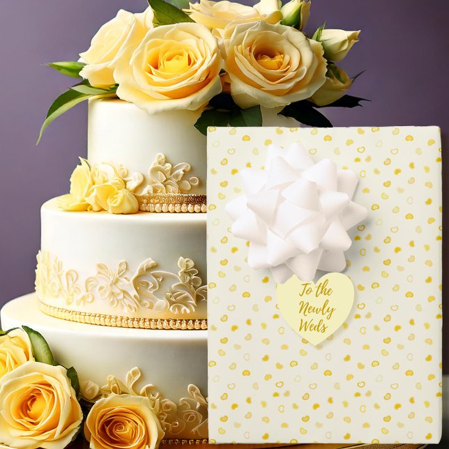 Hearts-Yellow Wedding-Mothers Day-Valentine Wrapping Paper Sheet (Hearts-2Yellow Wedding-Mothers Day-Valentine Wrapping Paper Sheets - Wedding Cake -by Leapfroglisics)