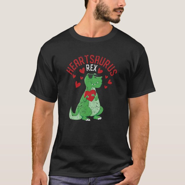 Heartsaurus Rex Dab Dance Heart Dino Valentines Da T-Shirt (Front)