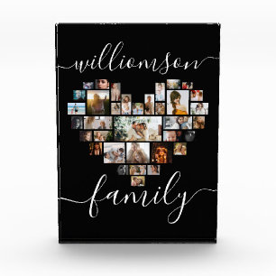 HeartShaped Photo Collage Family Script Caligraphy Block