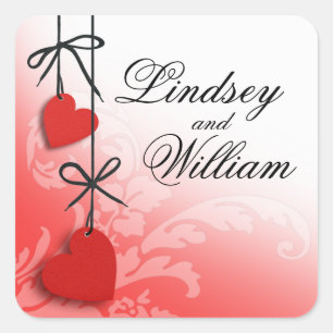 Heartstrings red square sticker