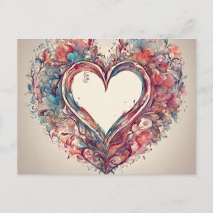 Heartstrings- watercolor heart painting postcard