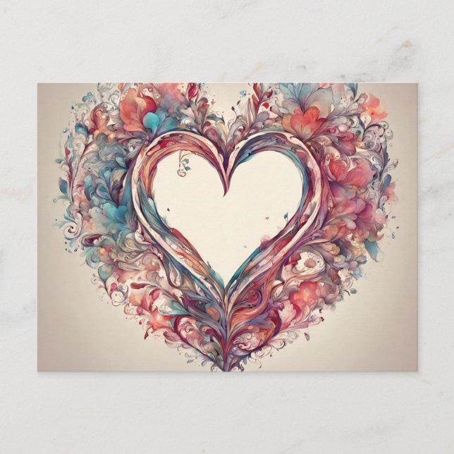 Heartstrings- watercolor heart painting  postcard (Front)