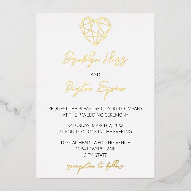 Heartstrings Wedding Foil Invitation (Front)