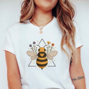 Heartstripe Bee; Floral Bumblebee Summer T-Shirt