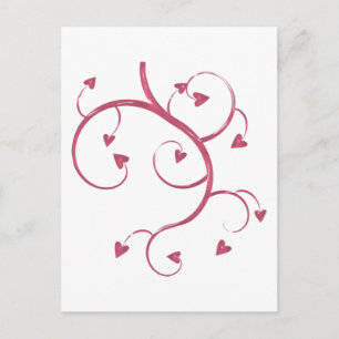 HEARTSWIRL PINK HEARTS VINE SWIRL GRAPHIC LOVE FRI POSTCARD
