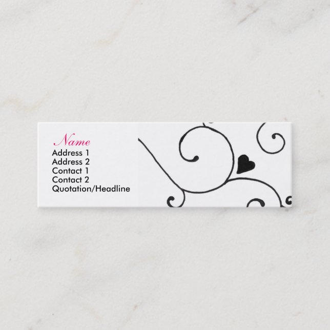 heartswirlscard mini business card (Front)