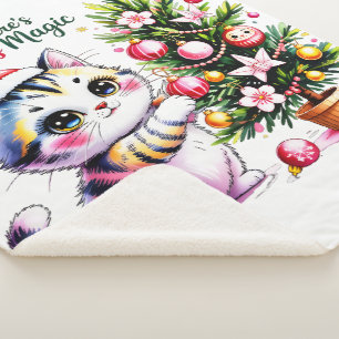 Heartwarming Christmas Cat - Cozy Winter Gift Sherpa Blanket