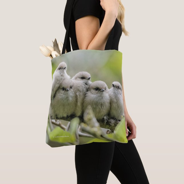 Heartwarming Cute Bushtits Songbirds Family Photo Tote Bag (Close Up)