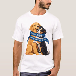 Heartwarming Dogs Embraced by a Blue Scarf T-Shirt