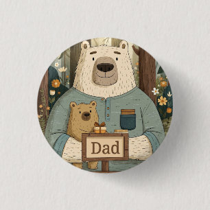 Heartwarming Father's Day Illustration of Bears 3 Cm Round Badge