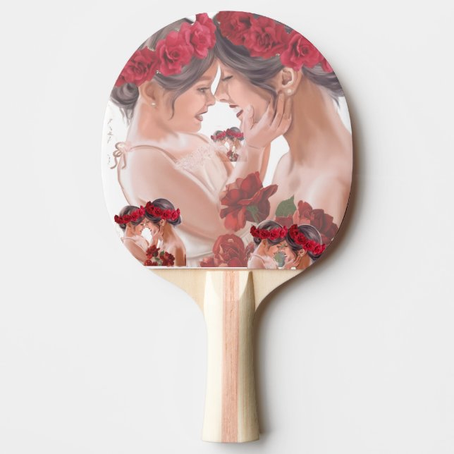 Heartwarming Floral Personalised Gift Ping Pong Paddle (Front)
