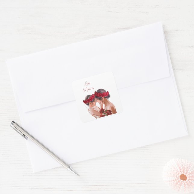 Heartwarming Floral Personalised Gift Square Sticker (Envelope)