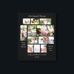 Heartwarming Quotes 11 Photo Collage Black Canvas Print<br><div class="desc">Heartwarming Quotes 11 Photo Collage Names and Year Black. Display your family favourite moments with this eleven photo collage design. This unique fully customisable gift for yourself or family members features your favourite 11 cherished photos. Three sentimental quotes are incorporated, Life's Beautiful Moments, Making Timeless Memories and Capturing Special Times,...</div>