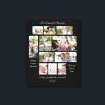 Heartwarming Quotes 11 Photo Collage Black Canvas Print<br><div class="desc">Heartwarming Quotes 11 Photo Collage Names and Year Black. Display your family favourite moments with this eleven photo collage design. This unique fully customisable gift for yourself or family members features your favourite 11 cherished photos. Three sentimental quotes are incorporated, Life's Beautiful Moments, Making Timeless Memories and Capturing Special Times,...</div>