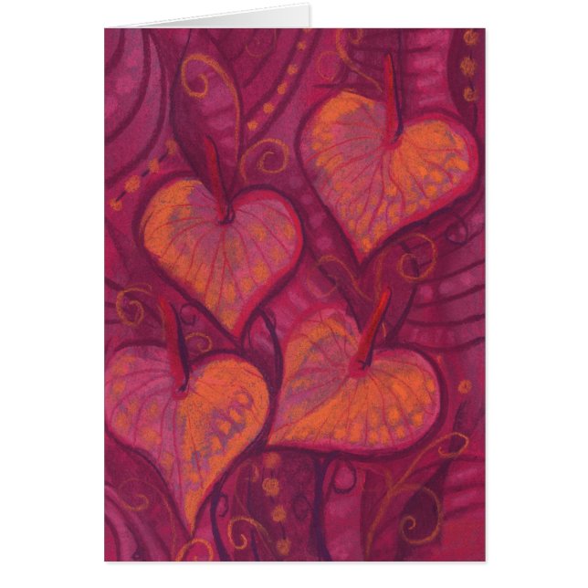 Hearty Flowers, floral hearts, pink, red & orange (Front)