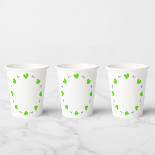 Hearty Hearts Green - Custom Text Paper Cups