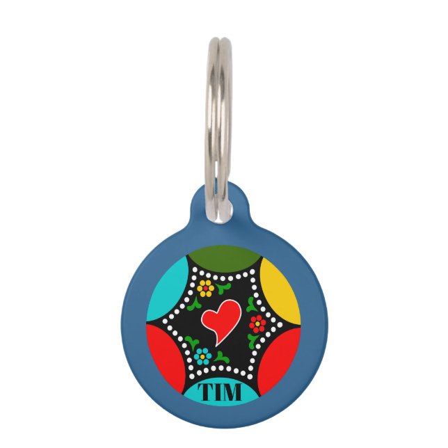 Hearty Portuguese Christmas baunle pattern Pet Tag (Back)