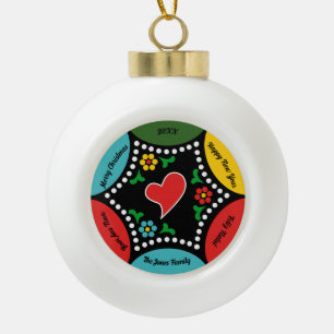 Hearty Portuguese Christmas Party and Gifts Ceramic Ball Christmas Ornament