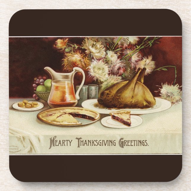 Hearty Thanksgiving Dinner Coaster (Front)