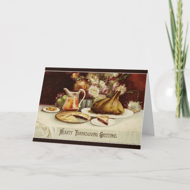 Hearty Thanksgiving Dinner Holiday Card (Front)