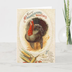 Hearty Thanksgiving Greeting Vintage Greeting Card