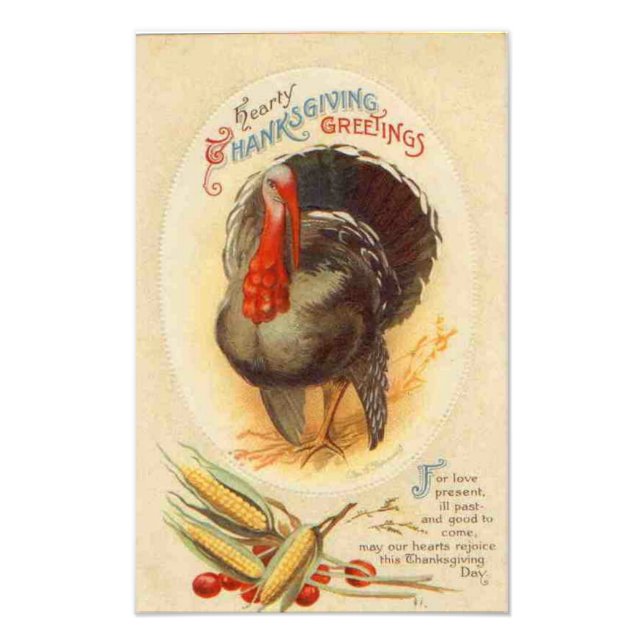 Hearty Thanksgiving Greetings Vintage Photo Print (Front)