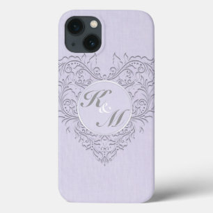 HeartyChic Lavender linen Damask heart iPhone 13 Case