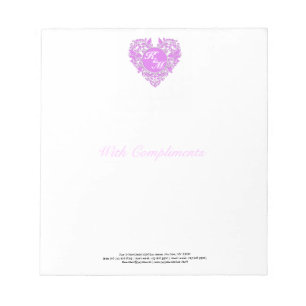 HeartyParty Pink And White Damask Heart Notepad