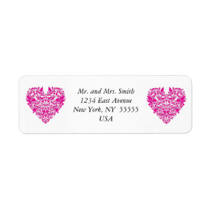 HeartyParty Pink Magenta And White Damask Heart