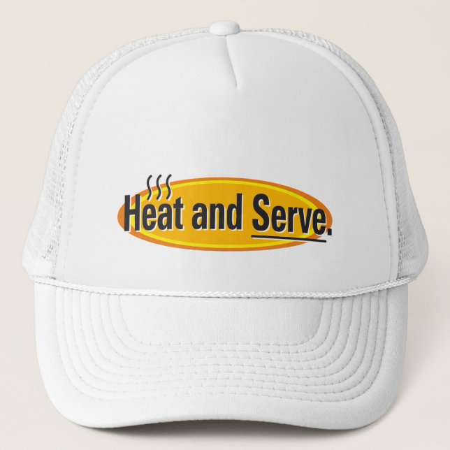 Heat and Serve Black Text Gfx Trucker Hat (Front)