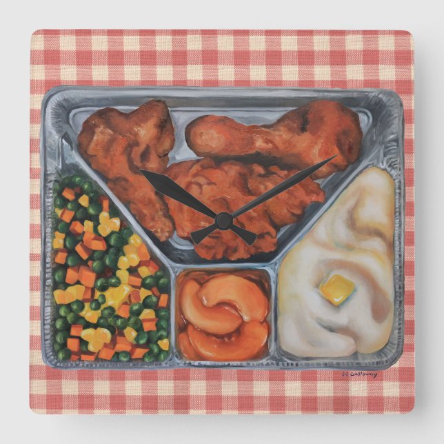 Heat and Serve! Square Wall Clock (Front)
