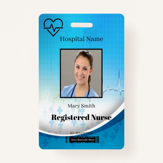 Heat Beat Cross Medical Vertical Photo ID ID Badge (Front)