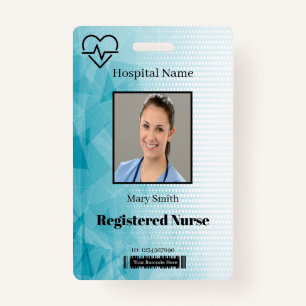 Heat Beat Lifeline Geometric Vertical Photo ID ID Badge