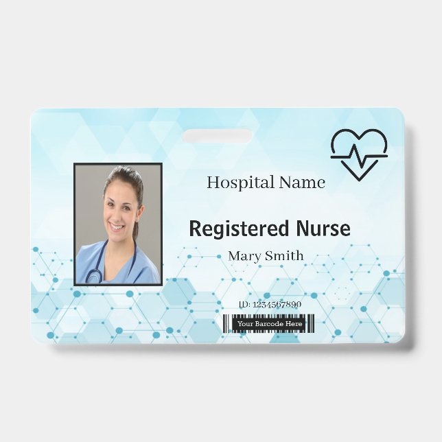 Heat Beat Lifeline Molecule Medical Photo ID Badge (Front)