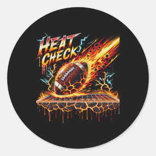 Heat Check Flaming Footll Drip Graphic For Men Boy Classic Round Sticker