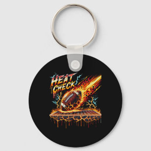 Heat Check Flaming Footll Drip Graphic For Men Boy Key Ring
